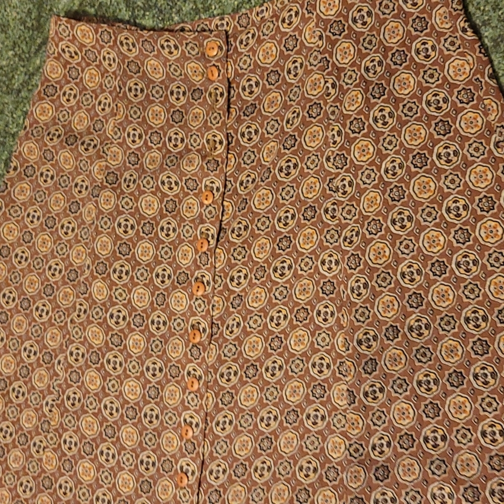Long button front brown skirt